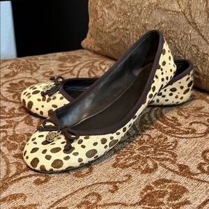 Tory Burch Cream and Brown Leopard Flats